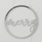 Silver Acrylic Merry and Bright Hanging Christmas Decorations- 5 Inner Pack