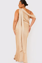 Asymmetric Draped Neckline Maxi Dress