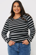 Striped Ribbed Long Sleeve Top