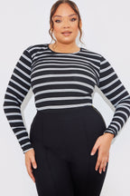 Striped Ribbed Long Sleeve Top