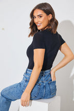 Short Sleeve Double Layer Slinky Bodysuit