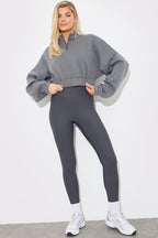 Half Zip Up Cropped Jersey Sweater