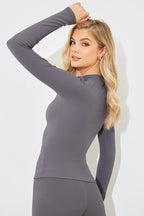 Crew Neck Long Sleeve Rib Top