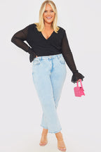 Wrap Front Flared Cuff Bodysuit