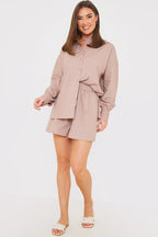 Linen Look Long Sleeve Co-Ord Shirt