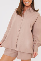 Linen Look Long Sleeve Co-Ord Shirt