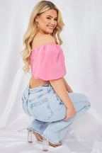 Chiffon Bandeau Balloon Sleeve Top