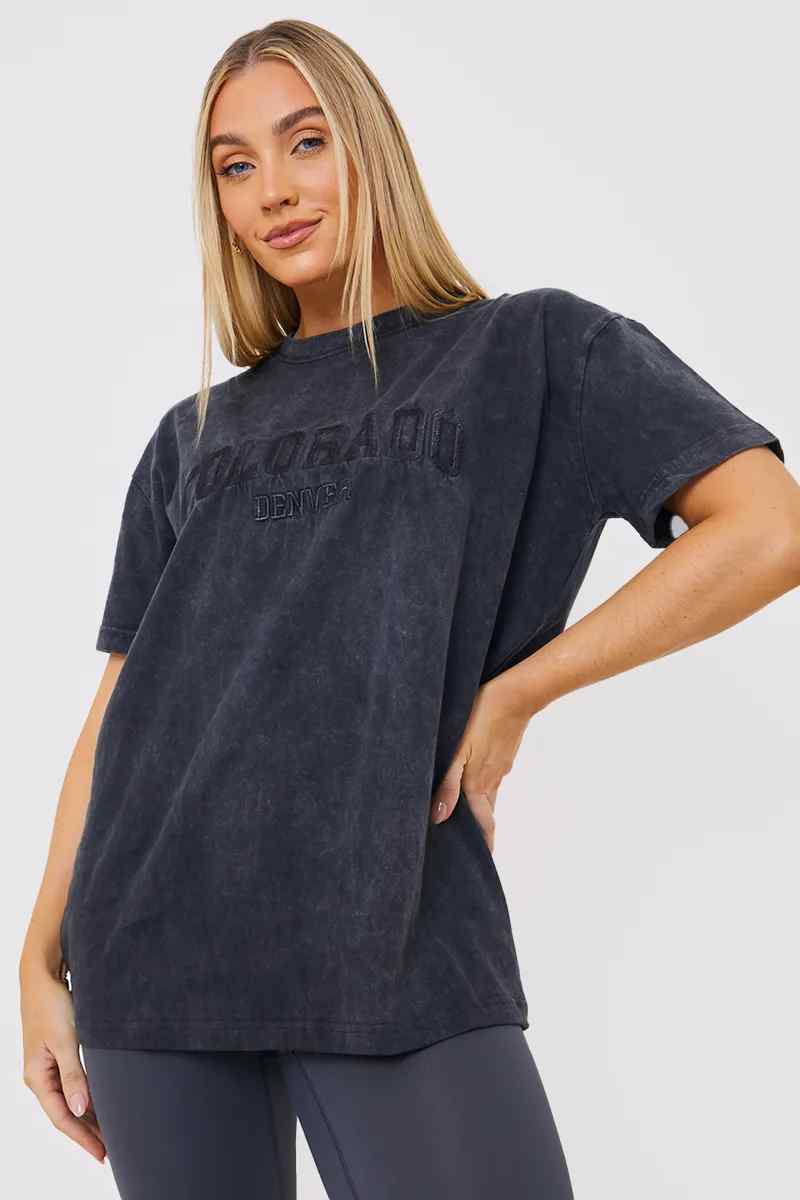 Colorado' Acid Wash Slogan T-Shirt
