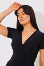 Slinky Twist Front Short Sleeve Top