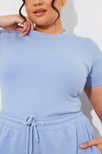 Ribbed Crew Neck Short Sleeve Bodysuit