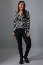 Zebra Print Wrap Front Shirt