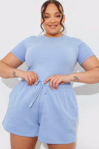 Ribbed Crew Neck Short Sleeve Bodysuit