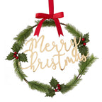 Merry Christmas Acrylic Gold Foliage Wreath