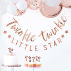 Twinkle Twinkle Rose Gold Baby Shower Bunting- 5 Inner Pack