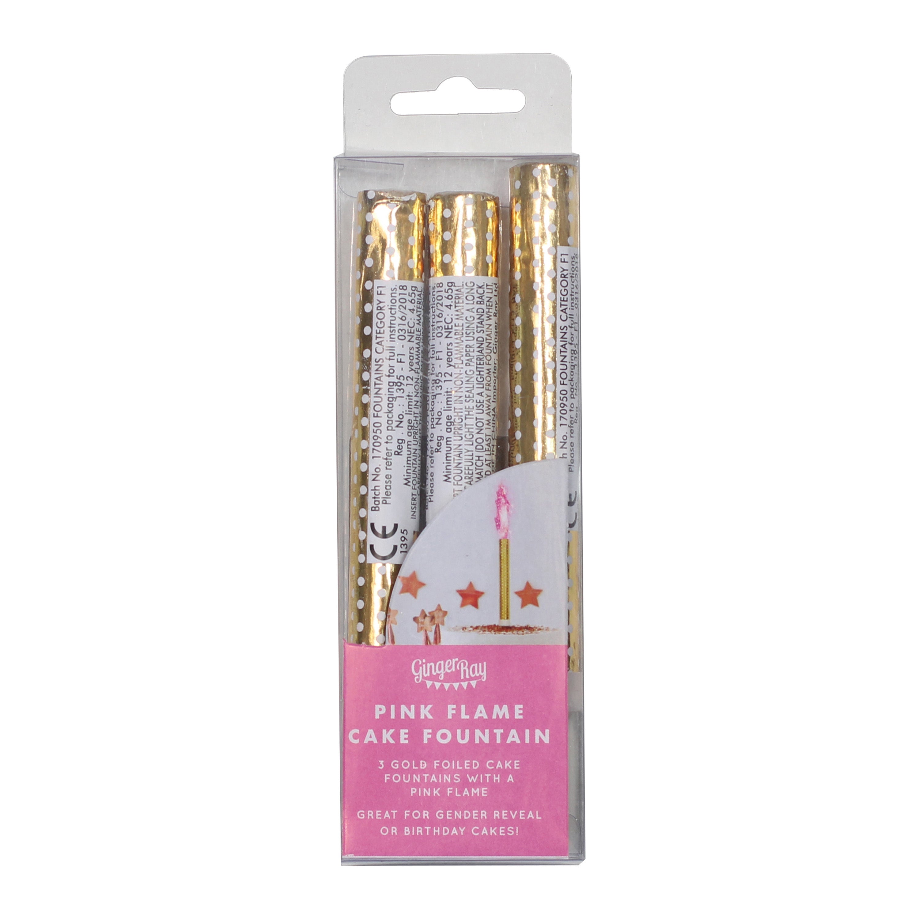 Pink Birthday or Gender Reveal Cake Fountain Candles