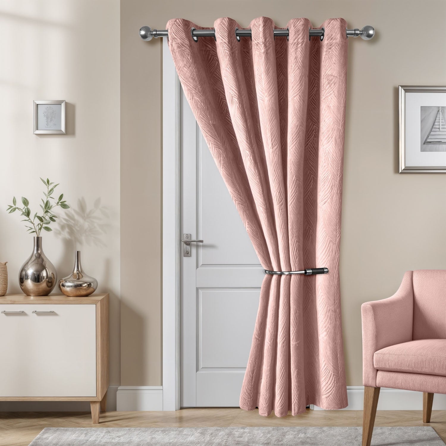Twilight Blush Pink Velvet Door Curtain
