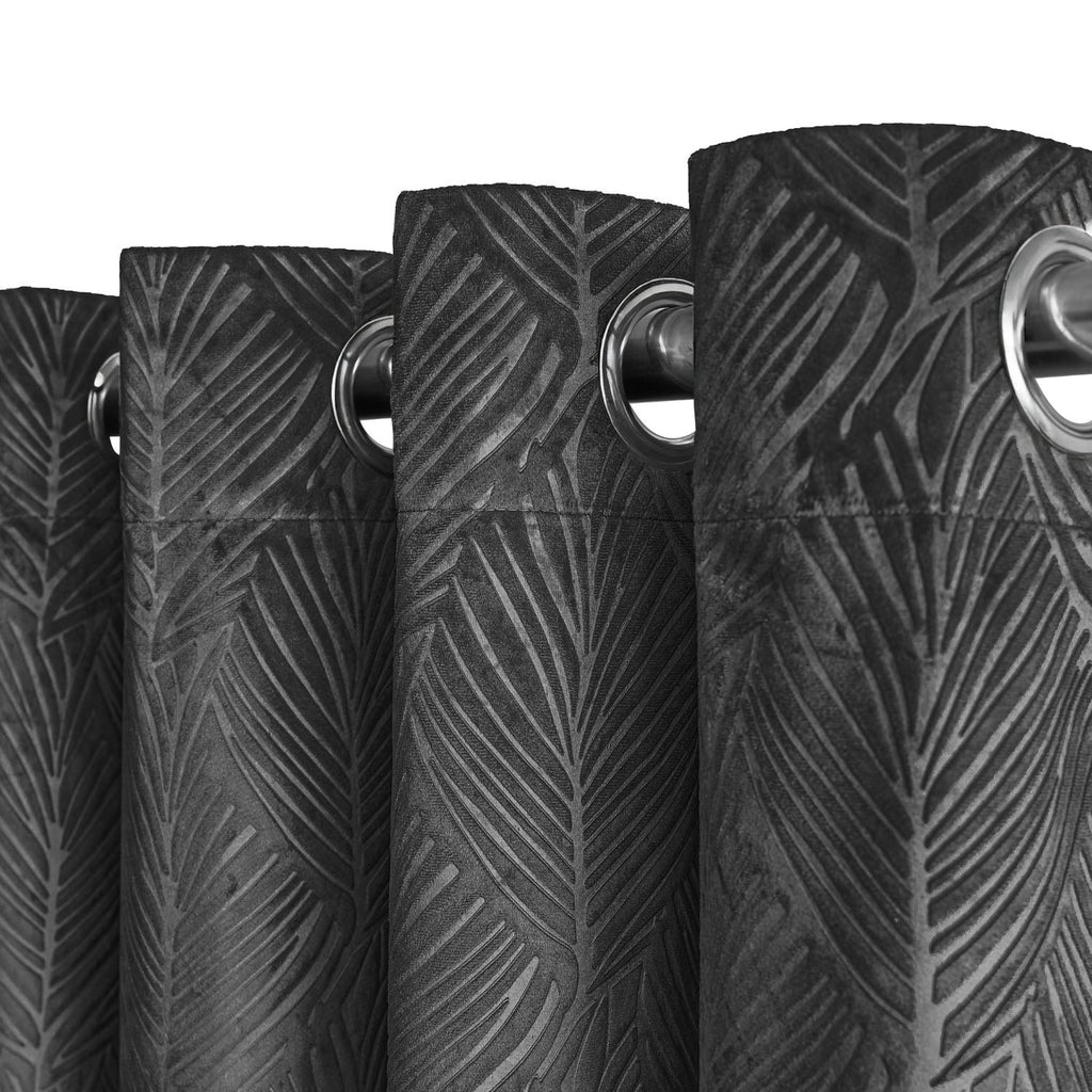 Twilight Charcoal Velvet Blackout Curtains