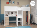 Tom Junior High Sleeper Bed, White & Natural