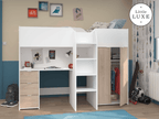 Tom Junior High Sleeper Bed, White & Natural
