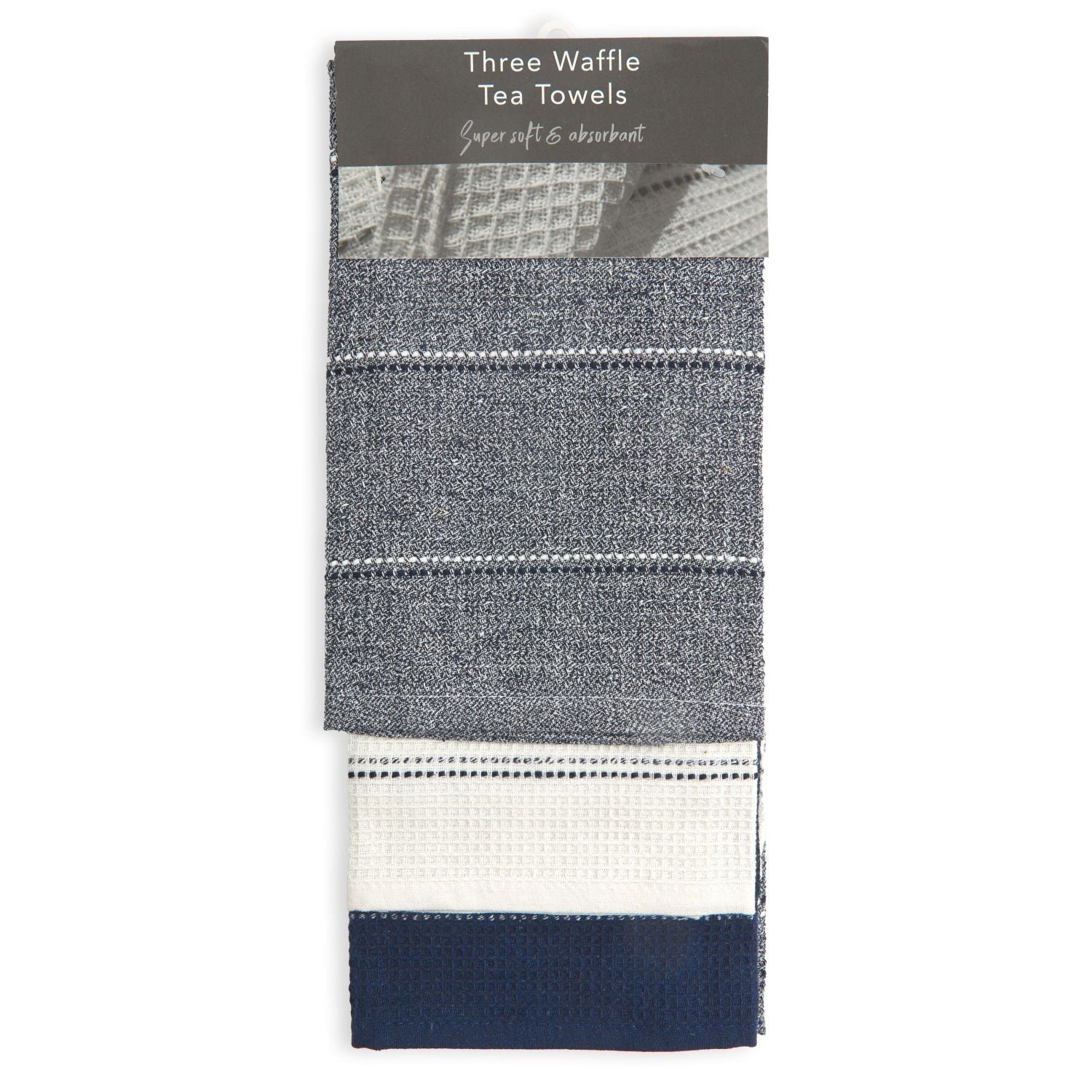 Utopia Navy Blue 3 Pack Kitchen Tea Towel Set