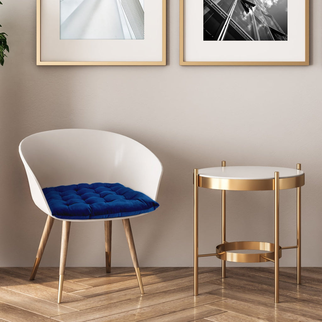 Holland Velvet Navy Blue Cushion Seat Pads (Pair)