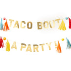 Gold Taco Party Pompom and Tassel Party Bunting  -  Viva la fiesta- 5 Inner Pack