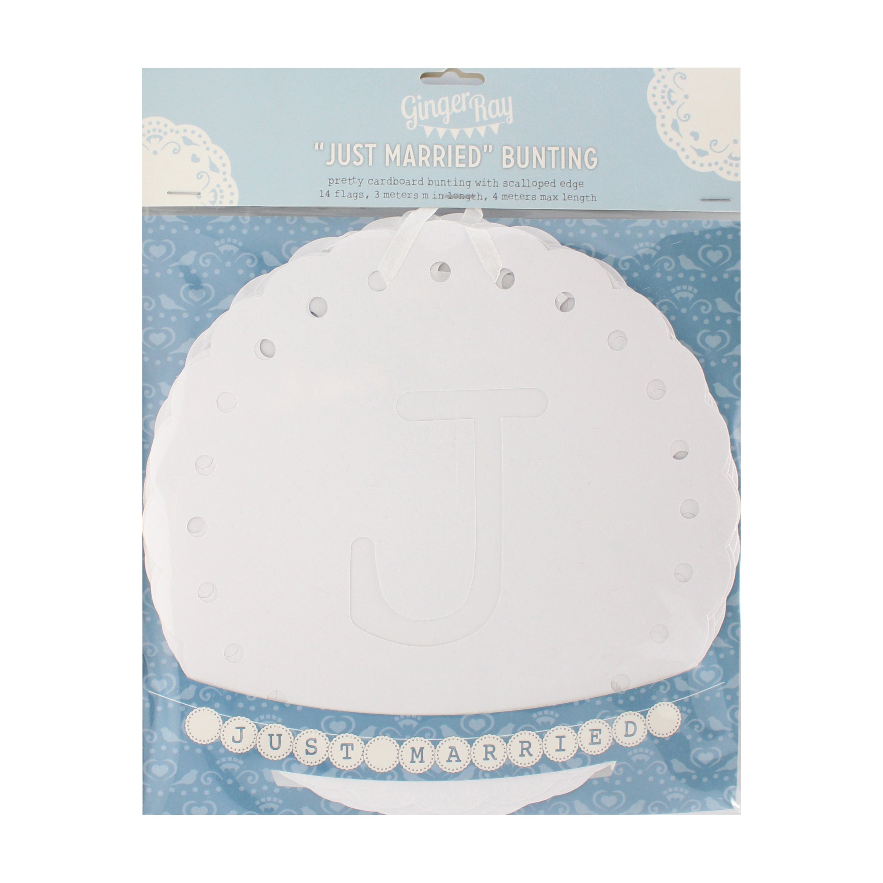 Just Married Bunting - White - Vintage Lace- 5 Inner Pack