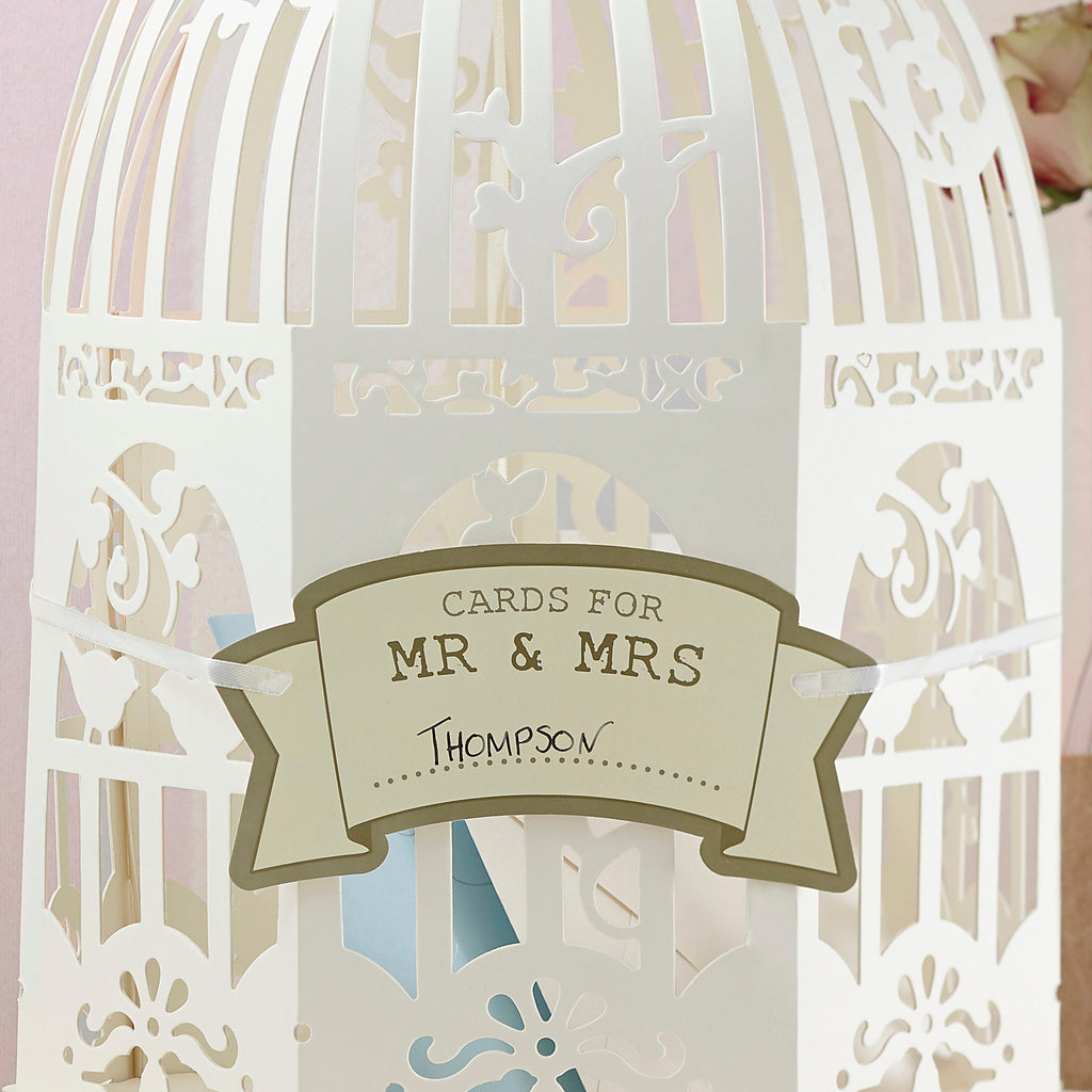 Wedding Post Box Birdcage in Ivory - Vintage Lace- 5 Inner Pack