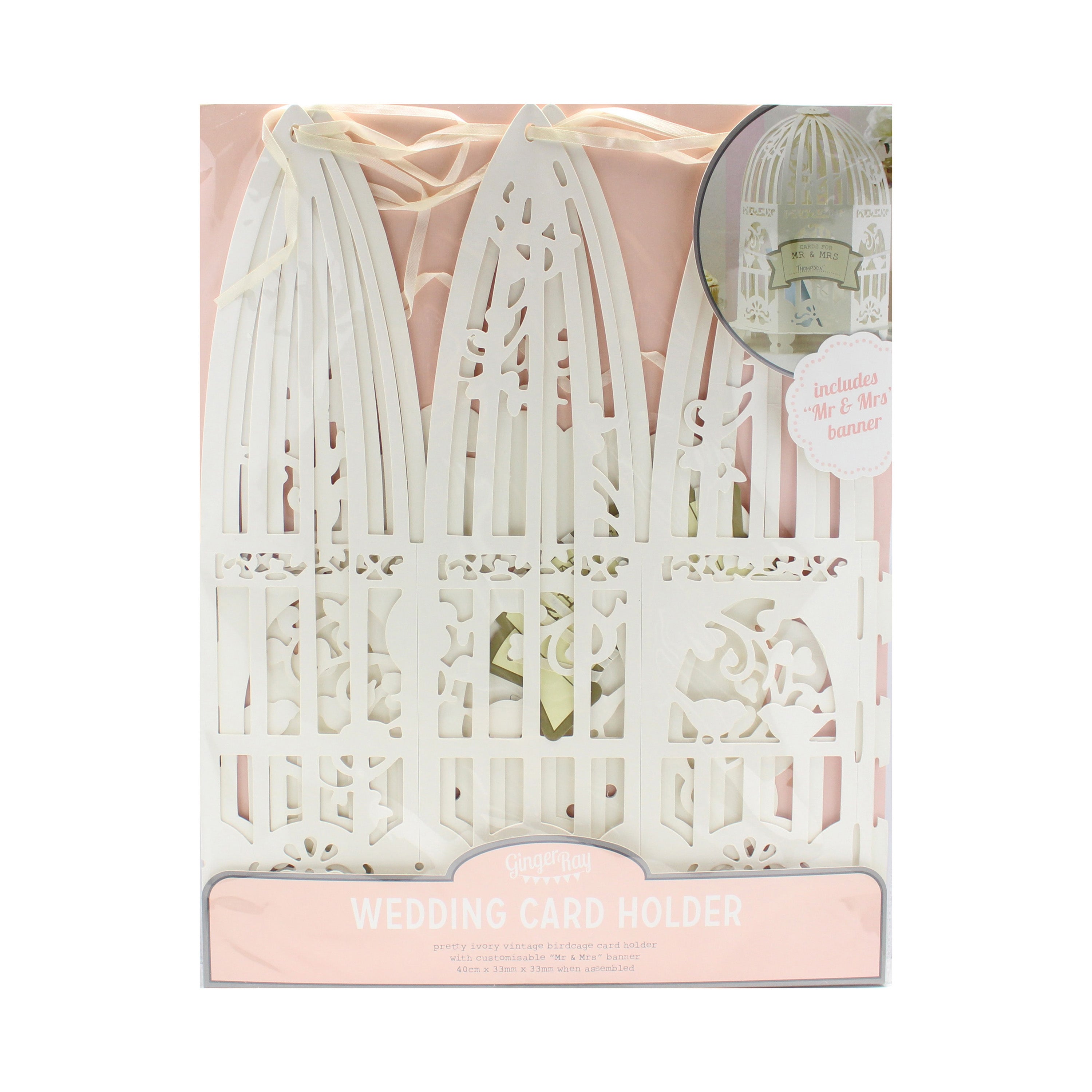 Wedding Post Box Birdcage in Ivory - Vintage Lace
