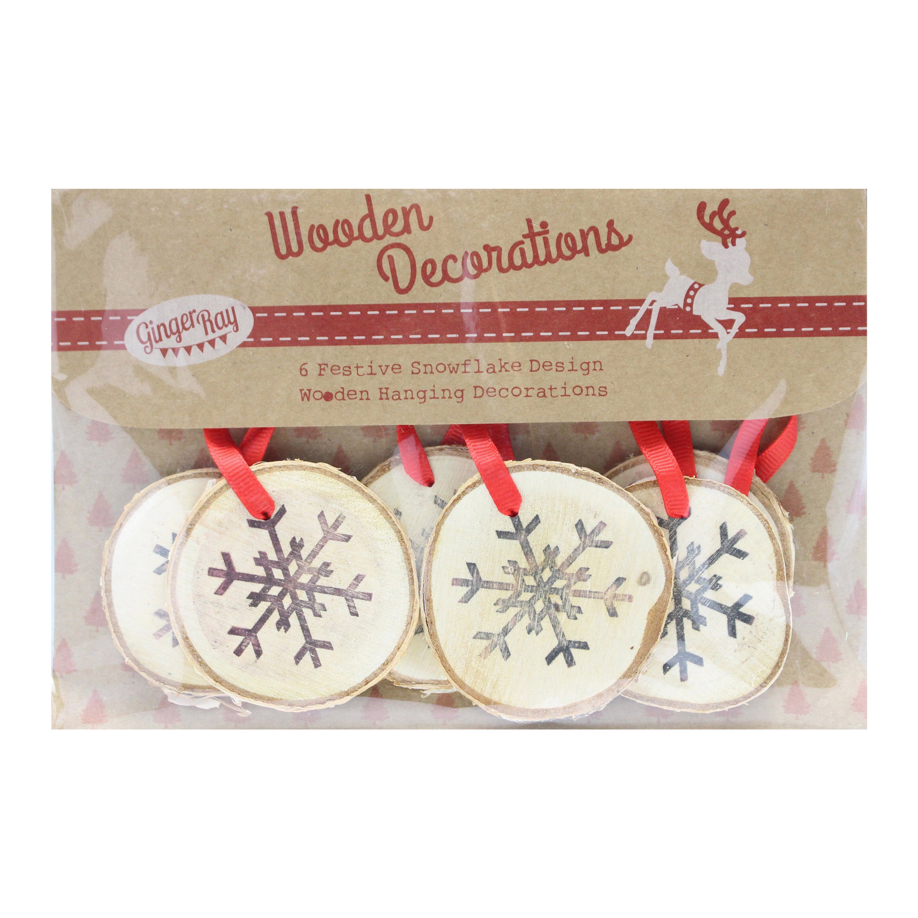 Wooden Round Snowflake Hanging Decorations - Vintage Noel