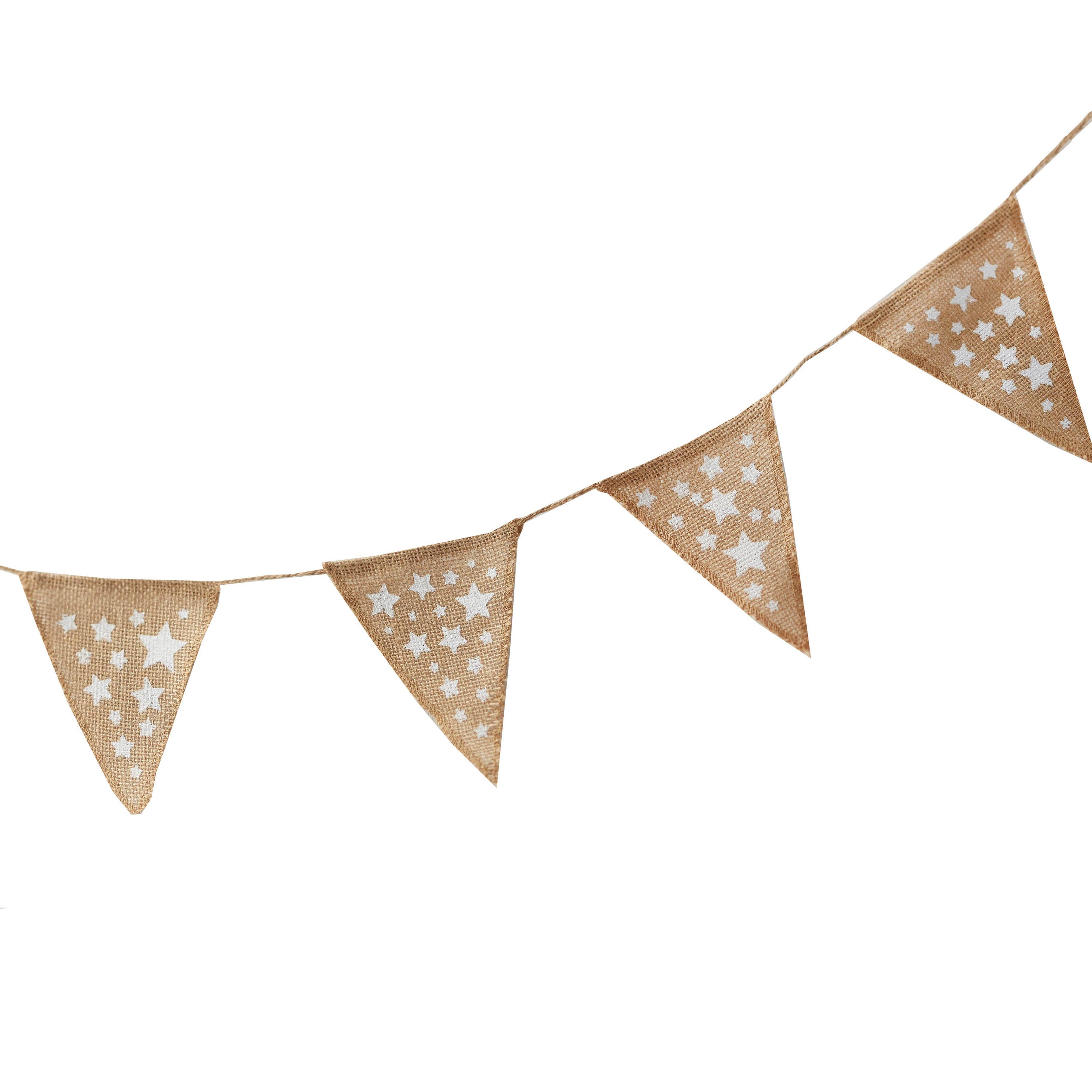 Festive Star Christmas Hessian Bunting - Vintage Noel