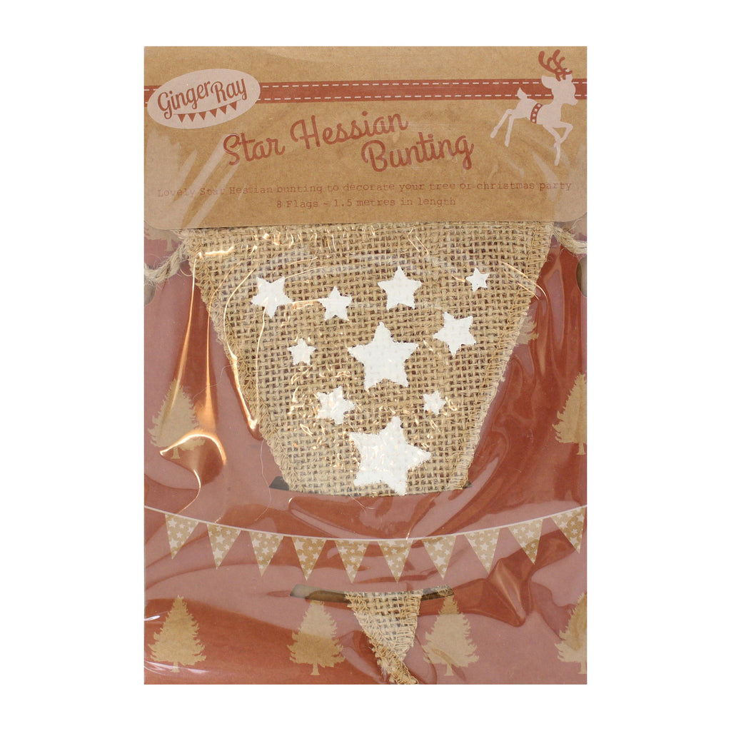 Festive Star Christmas Hessian Bunting - Vintage Noel