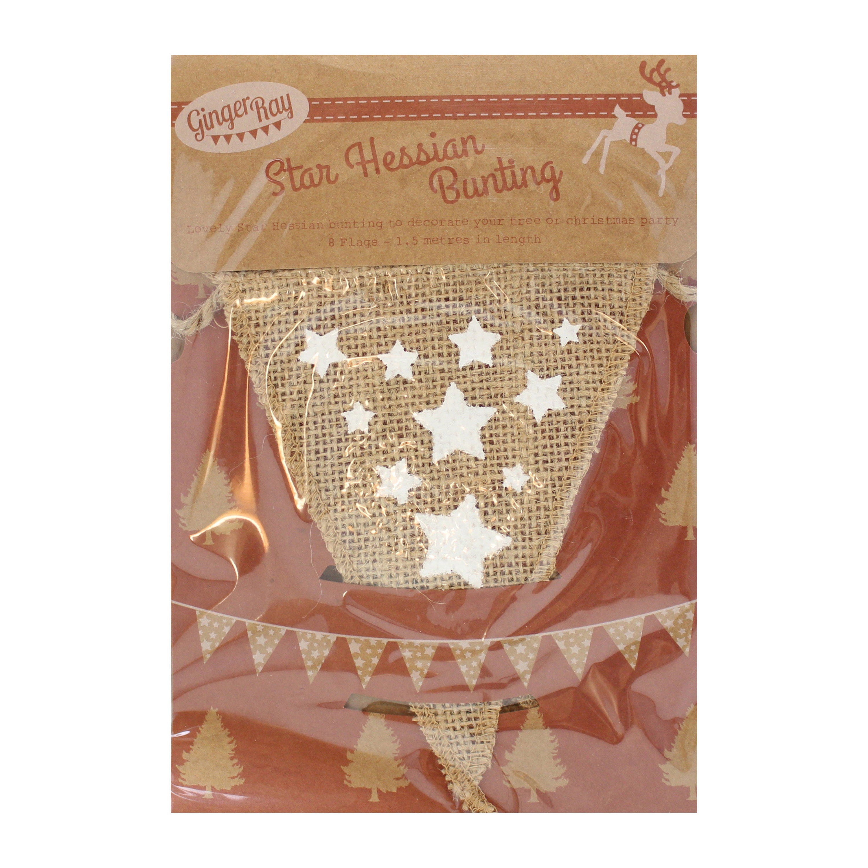 Festive Star Christmas Hessian Bunting - Vintage Noel