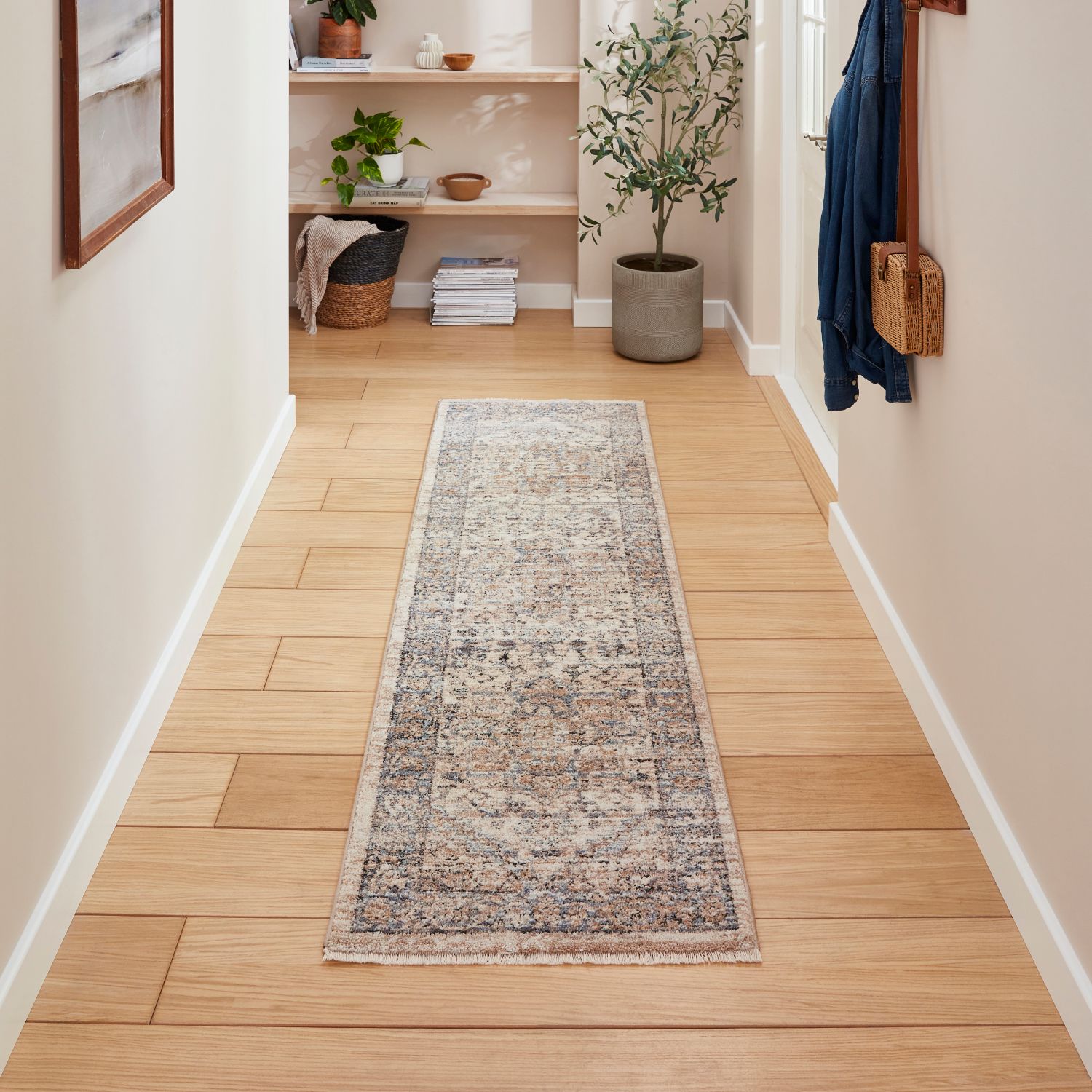 Vintage 35018 Blue Traditional Runner Rug