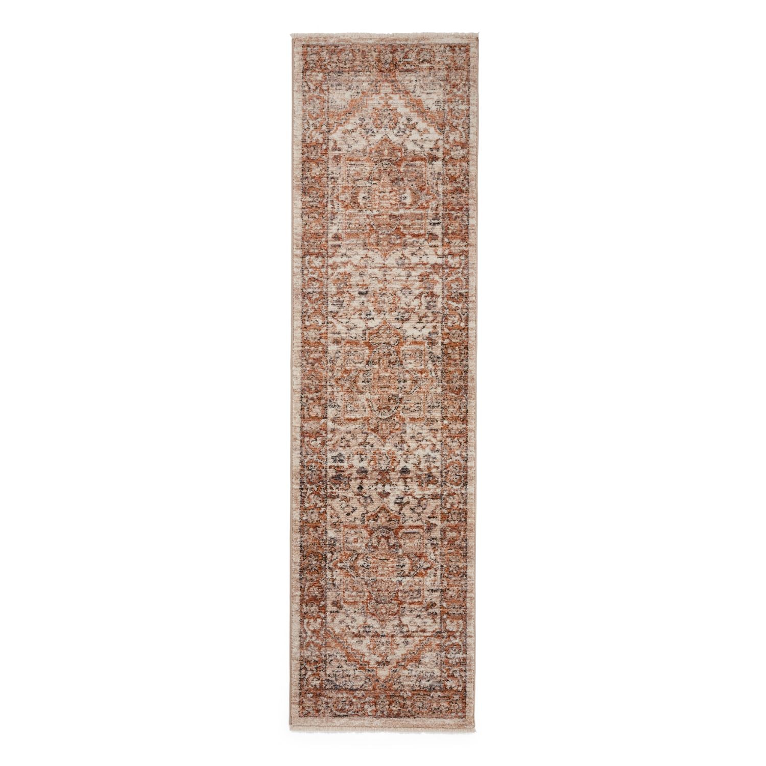 Vintage 35018 Terracotta Traditional Runner Rug