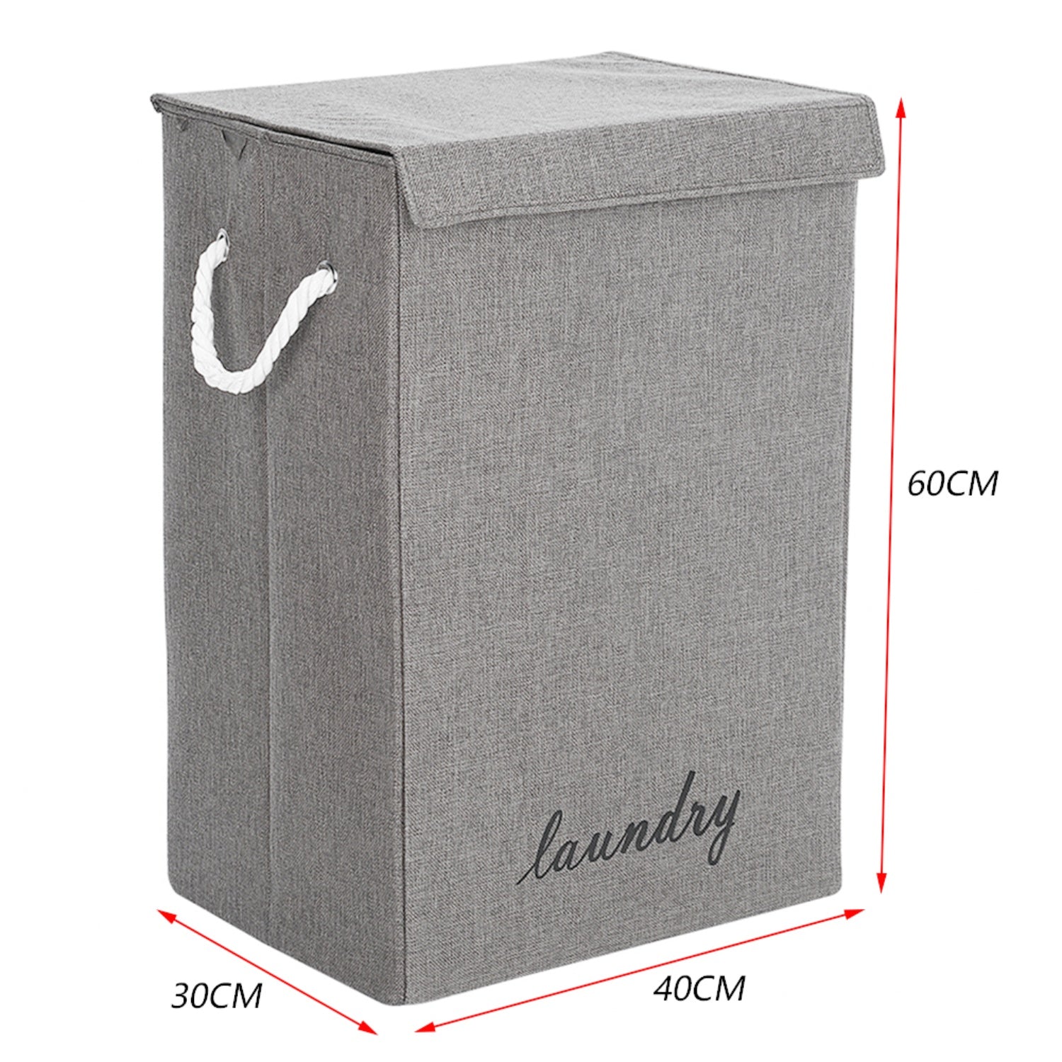 Foldable Grey Home Laundry Basket with Lid