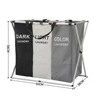 Foldable 3-Section Aluminium Frame Laundry Basket
