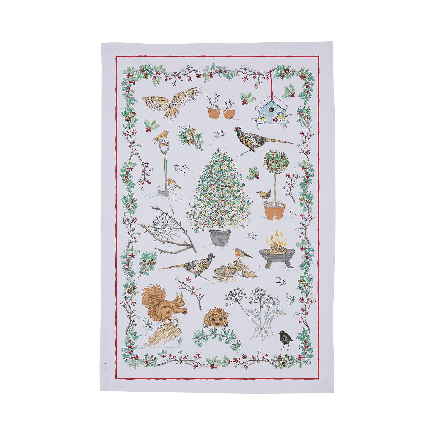 Winter Garden Cotton Tea Towel