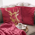 Velvet Stag Bordeaux Red Cushion Cover Pair