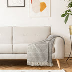 Zahra Natural Scandi Woven Recycled Cotton Throw