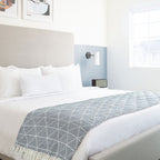 Zahra Navy Scandi Woven Recycled Cotton Throw