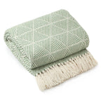 Zahra Pistachio Green Scandi Woven Recycled Cotton Throw