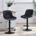 Black PU Adjustable Swivel Bar Stools Set of 2