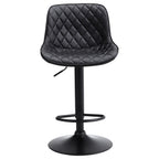 Black PU Adjustable Swivel Bar Stools Set of 2