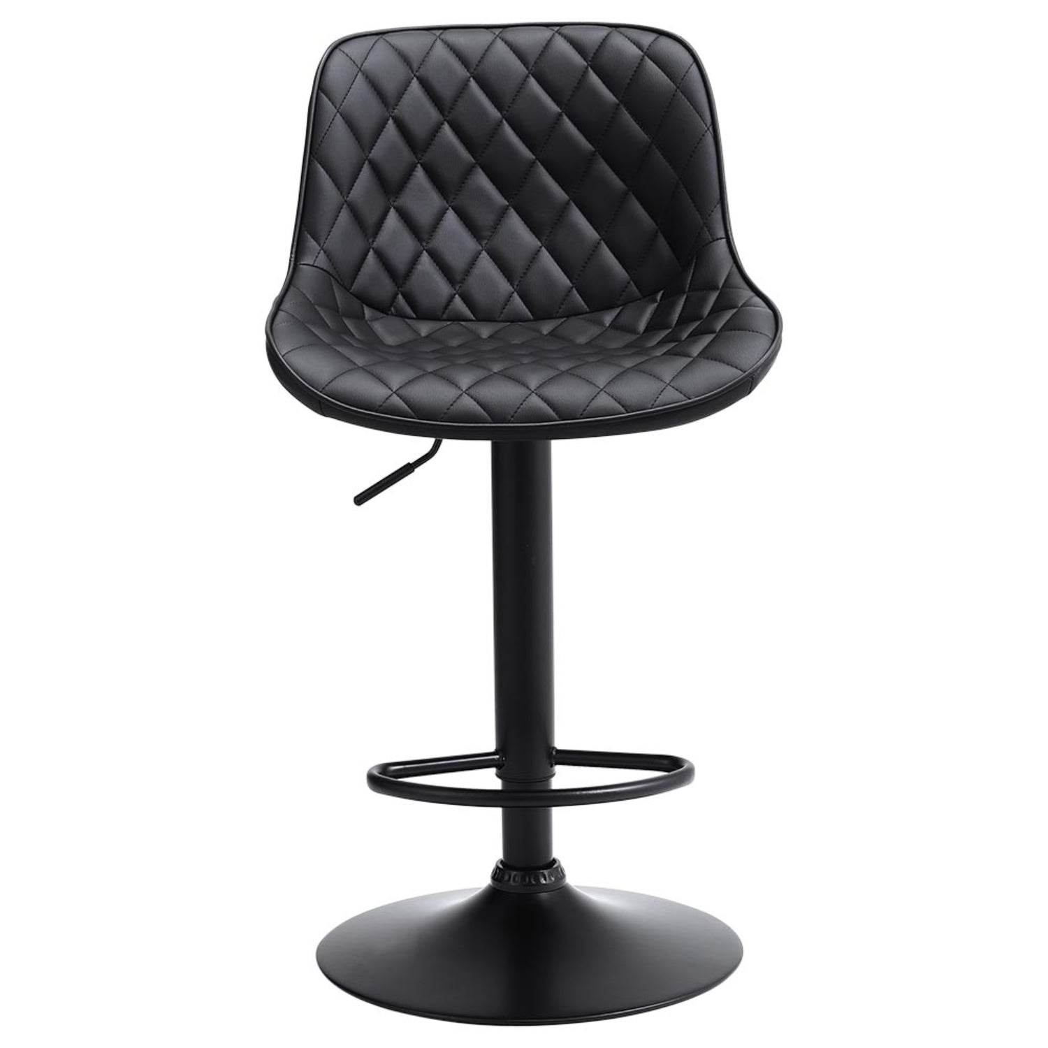 Black PU Adjustable Swivel Bar Stools Set of 2