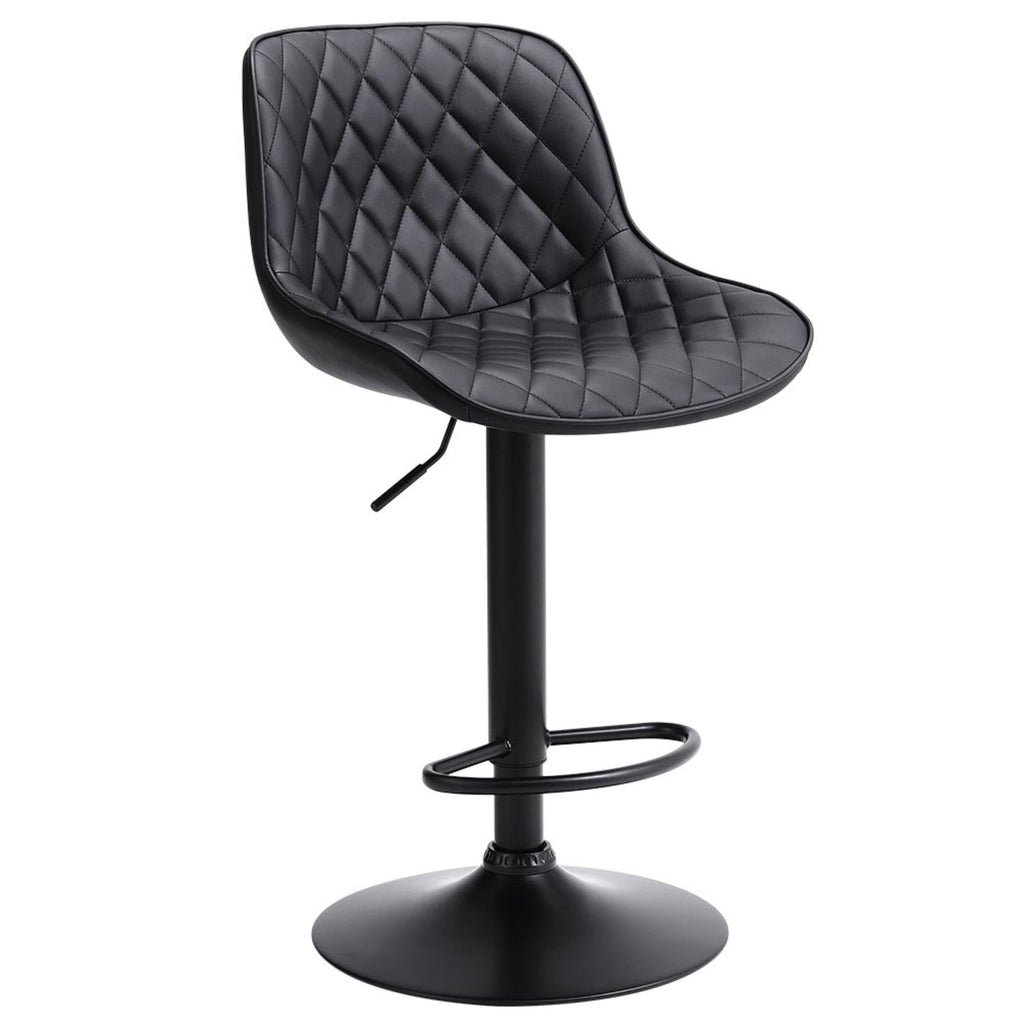 Black PU Adjustable Swivel Bar Stools Set of 2