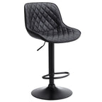 Black PU Adjustable Swivel Bar Stools Set of 2