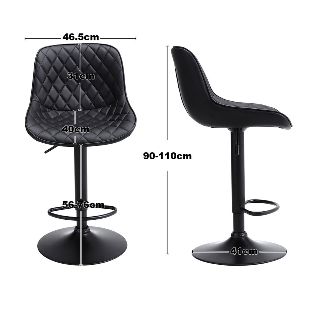 Black PU Adjustable Swivel Bar Stools Set of 2