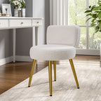 Vanity Stool Teddy Fabric with Metal Legs