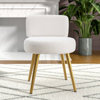 Vanity Stool Teddy Fabric with Metal Legs